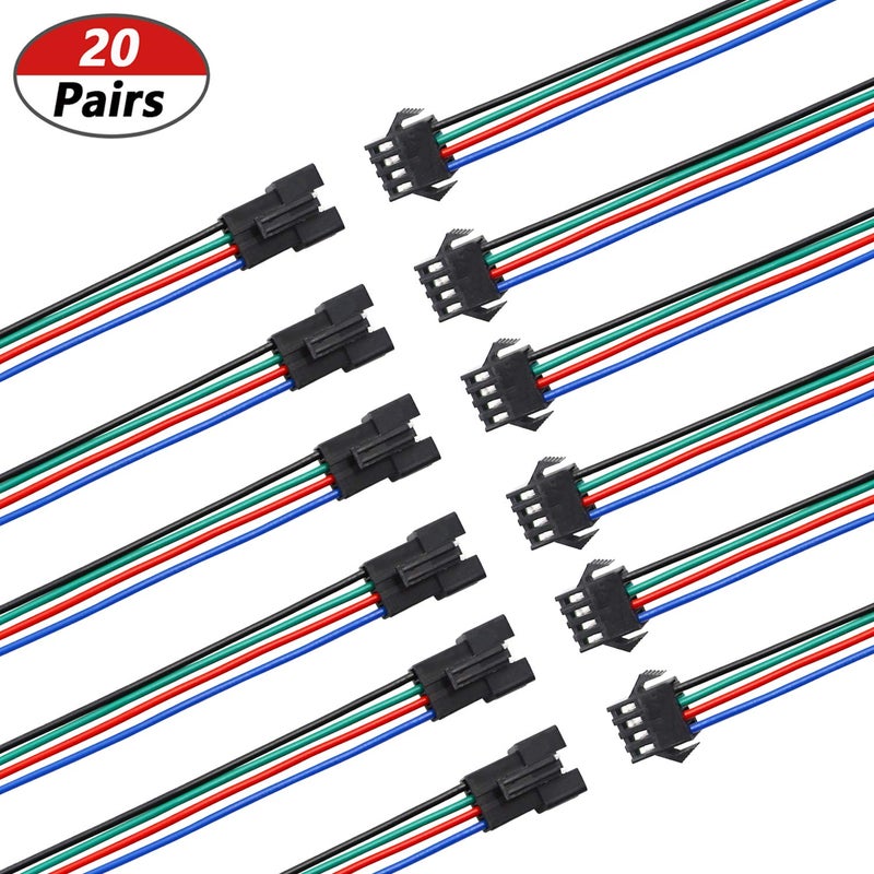 mxuteuk 20 Pairs 22 AWG JST SM Plug 4 Pin Male to Female LED Wire Connector Adapter Electrical Cable 150mm for Led Strip 5050 3528 - Image 4